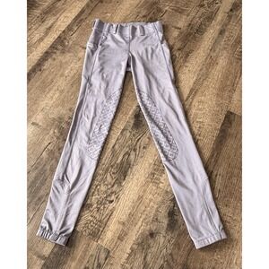 Ovation Youth Riding Tights SM 26 Gray Silicone Knee Patch Equestrian Breeches